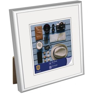 Rama din plastic Henzo Napoli 15x15 cm argintiu profil îngust sticlă normală