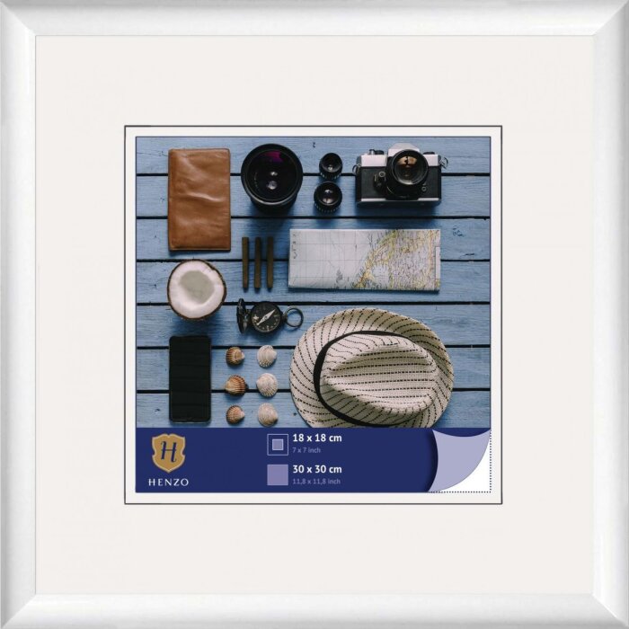 Henzo cadru din plastic Napoli 30x30 cm alb sticlă normală montare pe perete