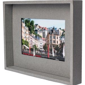 HNFD Passepartout Bilderrahmen 10x15 cm grau zum Aufstellen und Aufhängen 3D