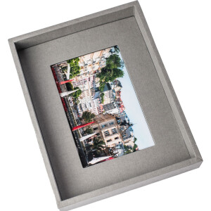 HNFD Passepartout ramă foto 13x18 cm gri cu suport și ramă pentru obiecte 3D