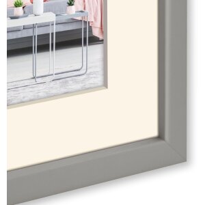 ZEP Edison cadru 15x20 cm gri cu passe-partout și suport