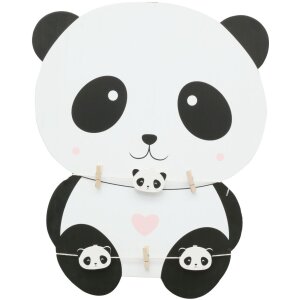 Perete din lemn în formă de panda cu suporturi...