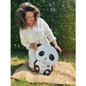 Perete din lemn în formă de panda cu suporturi 38x48 cm