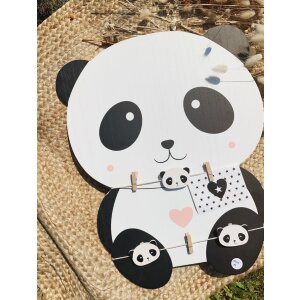 Perete din lemn în formă de panda cu suporturi 38x48 cm