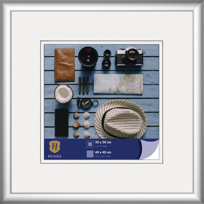 Henzo cadru din plastic Napoli 40x40 cm argint sticlă standard montare pe perete