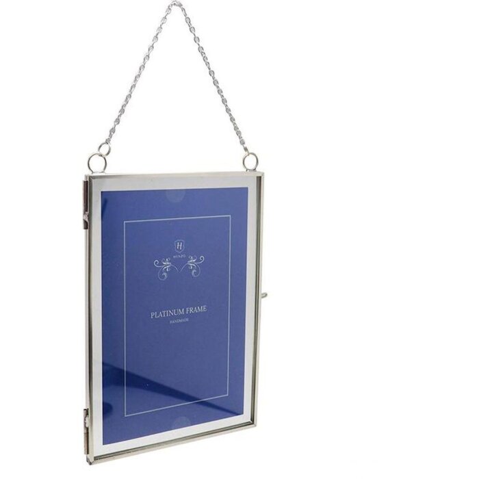 Vintage cadru metalic 2 fotografii 10x15 cm argint