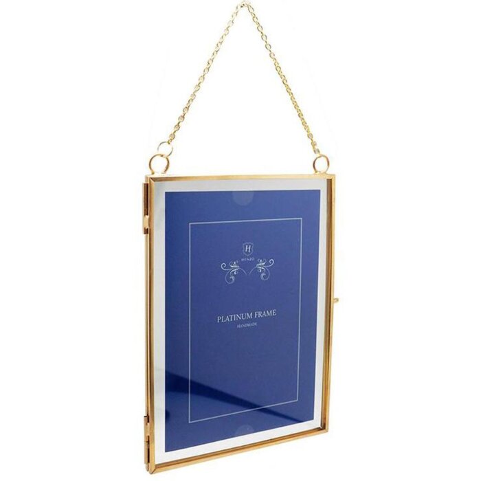 Vintage cadru metalic 2 fotografii 13x18 cm aur