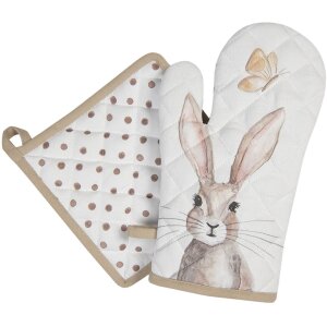 Clayre & Eef mănușă de cuptor 16x30 cm bej REB44