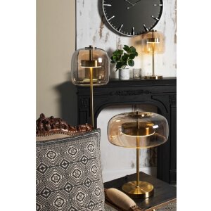 Clayre & Eef 6GL2992 Suport pentru lumânări din sticlă gri rotund 8x10cm