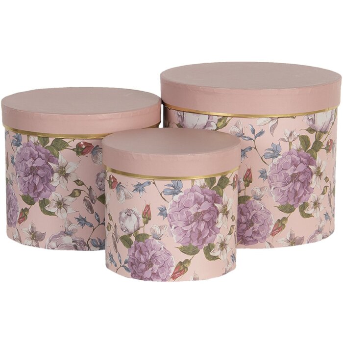 Set de 3 cutii roz pentru pălării Clayre & Eef