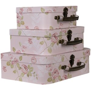Clayre & Eef Dekoration Koffer 3er Set rosa 64751...