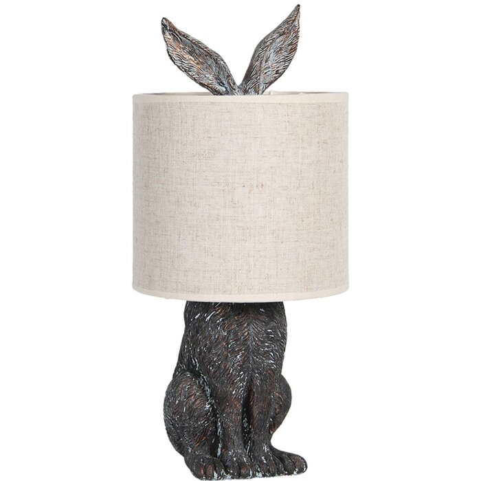 Clayre & Eef 6LMC0013 Lampă de masă Rabbit Brown Beige Ø 20x45 cm Poliresină