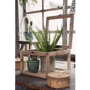 Clayre & Eef 6H1919 Cutie de depozitare Brown Wood Glass 30x30x21 cm