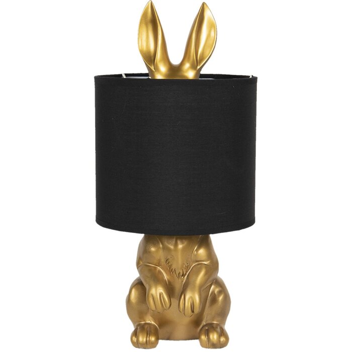 Lampă de noptieră Clayre & Eef 6LMC0027 Lampă iepure auriu cu abajur negru