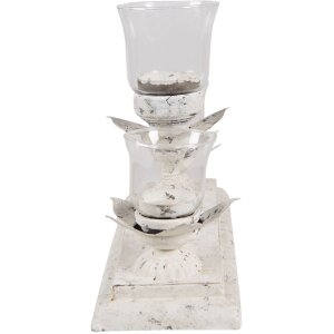 Clayre & Eef Candle Holder 6Y3982 Gri Fier Sticlă Vintage 36x12x25 cm