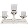 Clayre & Eef Candle Holder 6Y3982 Gri Fier Sticlă Vintage 36x12x25 cm