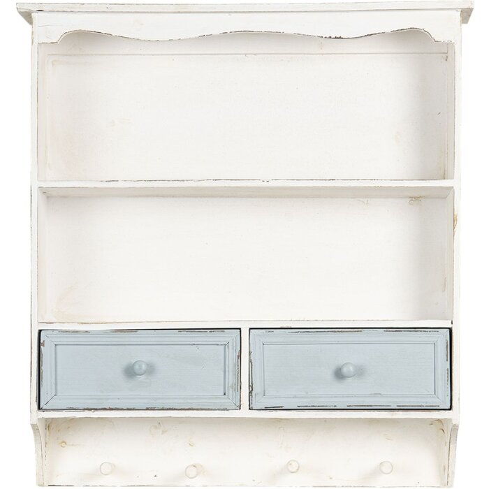 Clayre & Eef Raft de perete lemn alb 56x13x60 cm 5H0465 Shabby Chic