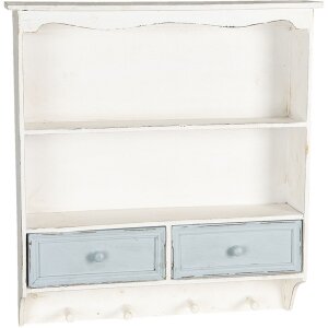 Clayre & Eef Raft de perete lemn alb 56x13x60 cm...