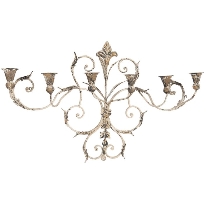 Decor de perete suport lumânare 82x15x48 cm bej 50416