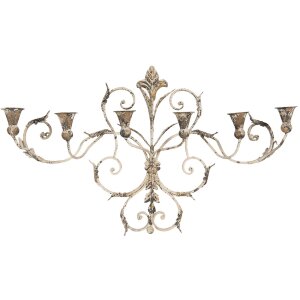 Decor de perete suport lumânare 82x15x48 cm bej 50416