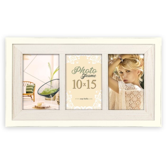 ZEP Galerie foto Arlon Cadru din lemn alb 3 fotografii 10x15 cm 38x22 cm