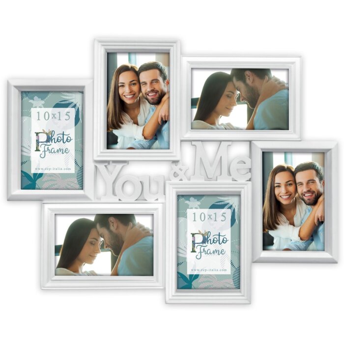 ZEP Galerie foto Aveiro 6 fotografii 10x15 cm Alb Tu & Eu ramă de perete 45x38 cm