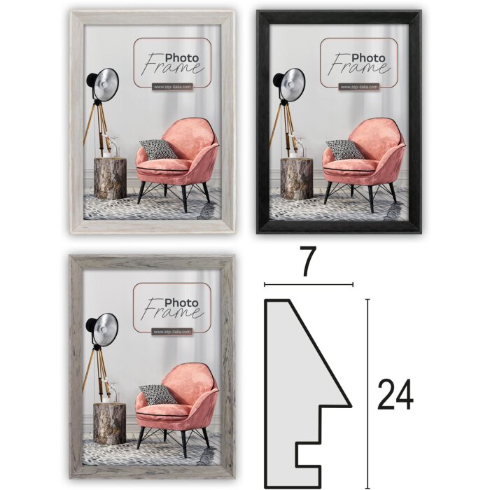 ZEP Dora Bilderrahmen Holzoptik Grau Schwarz Weiß 10x15 bis 20x30 cm