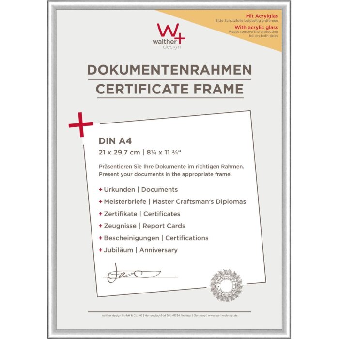 Walther cadru din plastic New Lifestyle DIN A4 21x29.7 cm argint sticlă acrilică