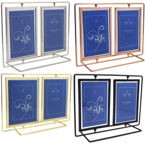 Henzo Doppelrahmen Swing Metall für 2 Fotos drehbar Gold Roségold Schwarz Silber