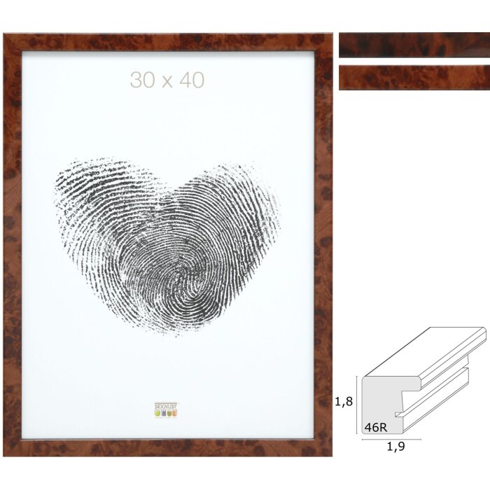 Deknudt S46RG Bilderrahmen Wurzelholzoptik 10x15 bis 40x60 cm Normalglas