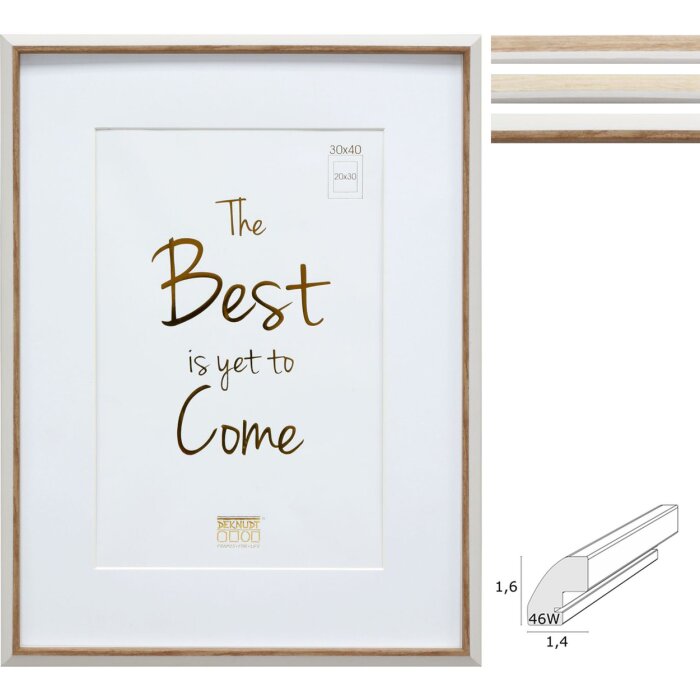 Deknudt cadru din plastic S46WG alb natura 10x15 cm la 30x40 cm passe-partout