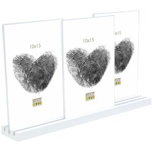 Suport foto din lemn alb 3 fotografii 10x15 cm format portret
