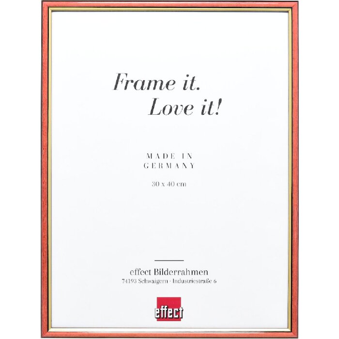 Effect Holzrahmen Profil 23 rot 14,8x21 cm mit Antireflexglas