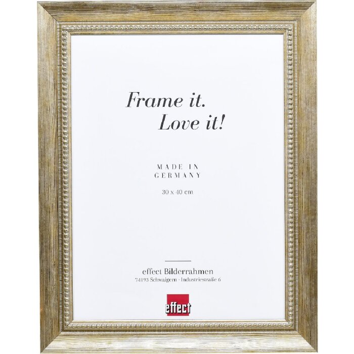 Effect Massiv-Holzrahmen Profil 28 gold 18x27 cm Antireflexglas