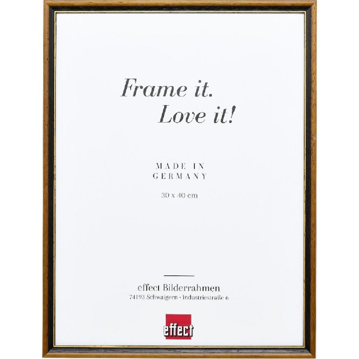 Effect Massiv-Holzrahmen Profil 22 braun-gold 20x30 cm Acrylglas