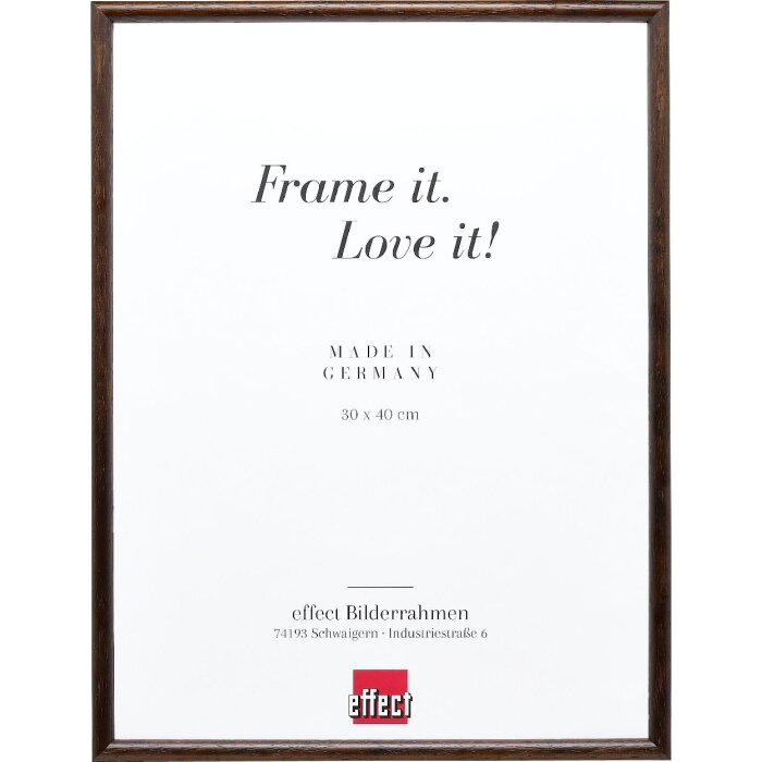 Efect cadru din lemn masiv profil 20 maro închis 21x29.7 cm sticlă muzeu