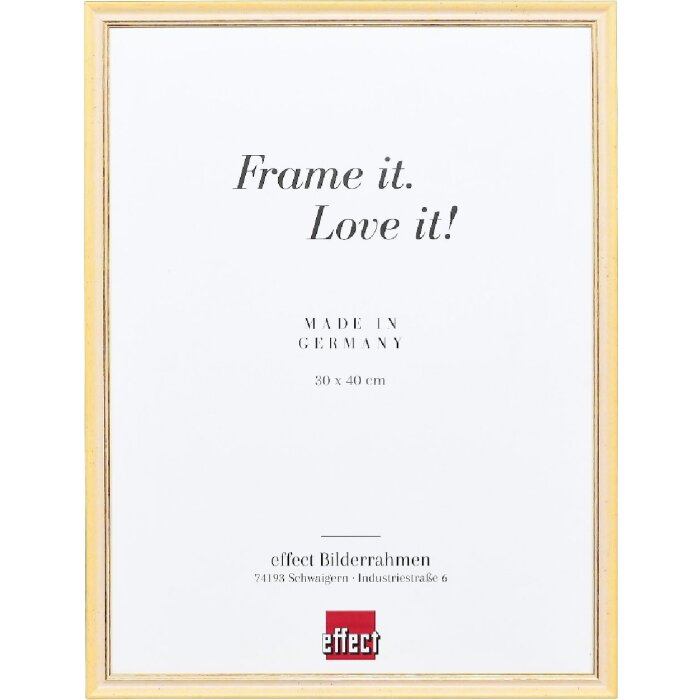 Effect Massiv-Holzrahmen Profil 25 gelb 25x30 cm mit Antireflexglas