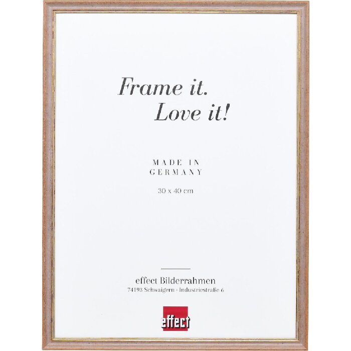 Effect Massiv-Holzrahmen Profil 25 Nussbraun 25x30 cm mit Antireflexglas