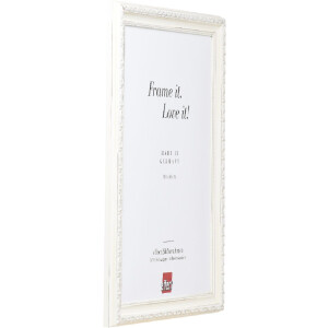 Efect cadru baroc din lemn profil 37 alb 25x60 cm sticlă muzeu