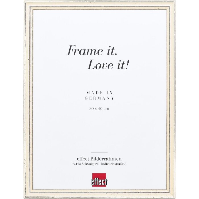 Efect cadru din lemn profil 38 alb 30.5x91.5 cm sticlă normală