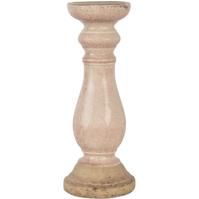 Suport lumânare Clayre & Eef Ceramică roz Ø 14x36 cm 6CE1268M