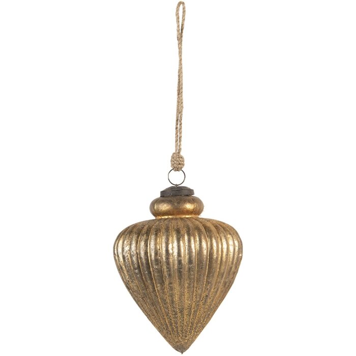 Clayre & Eef Globuri de Crăciun din sticlă aurie Ø 13x16 cm 6GL3108