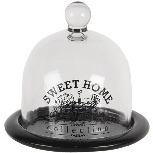 Borcan clopot de sticlă negru Ø 12x12 cm 6GL3410