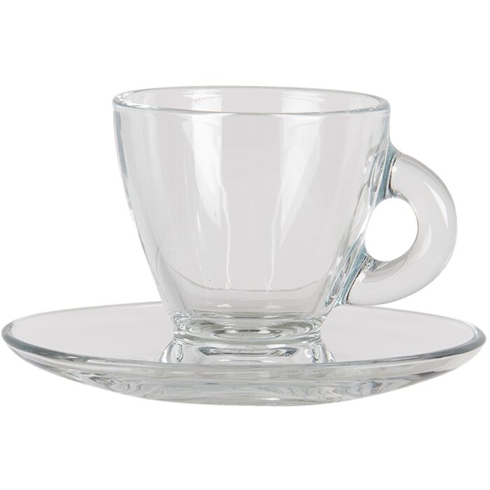 Ceașcă de cafea cu farfurioară transparentă 8x6x6 - 11x10x2 cm - 85 ml 6GL3418