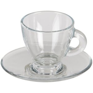 Ceașcă de cafea cu farfurioară transparentă 8x6x6 - 11x10x2 cm - 85 ml 6GL3418