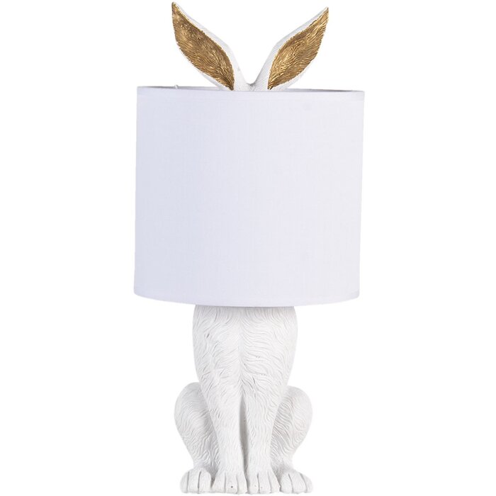 Clayre & Eef 6LMC0013W Lampă de masă Rabbit Ø 20x45 cm Poliresină albă