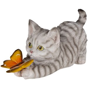 Clayre & Eef Dekoration Katze grau 19x8x10 cm 6PR3357