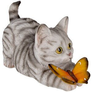 Clayre & Eef Dekoration Katze grau 19x8x10 cm 6PR3357