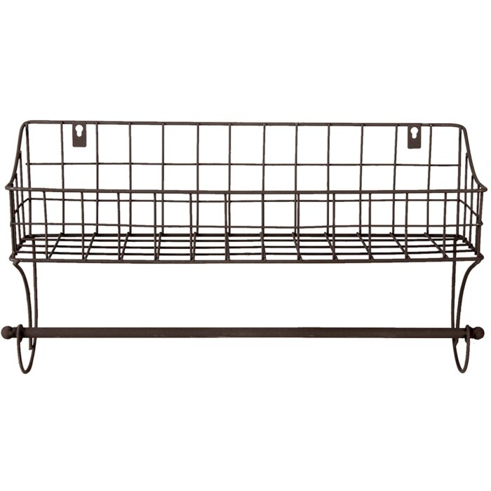 Clayre & Eef Suport prosoape oaspeți cu coș negru 44x12x25 cm 6Y4305