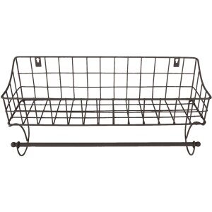 Clayre & Eef Suport prosoape oaspeți cu coș negru 44x12x25 cm 6Y4305